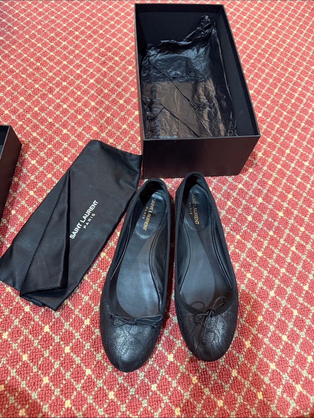 Saint Laurent lace black ballet flats size 38 (size 8) with box